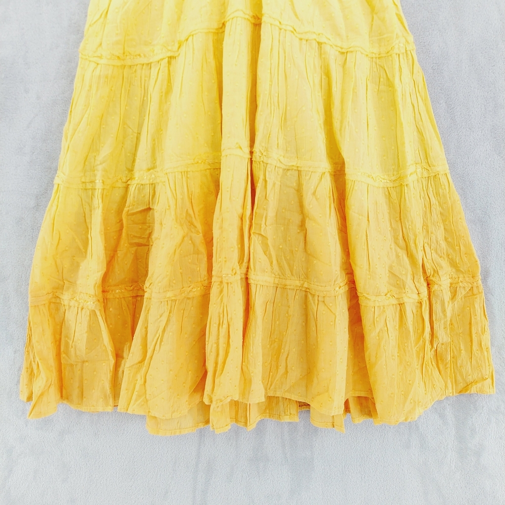 New Chaudry V-Neck Sleeveless Midi Yellow Cotton Dress P2378 - Picture 2 of 8